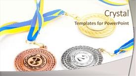  Presentation with achievement - PPT layouts consisting of happy mom and son eating watermelon on green grass background and a mint green colored foreground