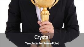  Presentation with trophy - Colorful PPT theme enhanced with greatest achievement - woman holding trophy cup isolated backdrop and a dark gray colored foreground