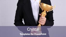  Presentation with cup trophy star award - Presentation featuring greatest achievement - woman holding trophy cup background and a violet colored foreground