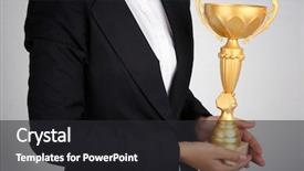  Presentation with cup trophy star award - Slides enhanced with greatest achievement - woman holding trophy cup background and a dark gray colored foreground