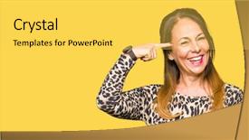  Presentation with animal print - Slide set having age woman wearing leopard animal background and a  colored foreground