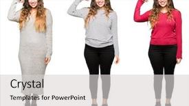  Presentation with great idea - Slide deck with collage of beautiful young woman over white isolated background smiling pointing to head with one finger great idea or thought good memory background and a light gray colored foreground