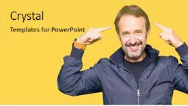  Presentation with man head in hands - PPT theme featuring great idea or thought good background and a yellow colored foreground