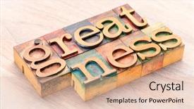  Presentation with greatness - Presentation theme enhanced with greatness word abstract in letterprtess background and a lemonade colored foreground