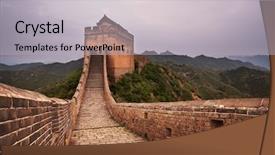  Presentation with china - Beautiful PPT theme featuring greatwall the landmark of china backdrop and a light gray colored foreground
