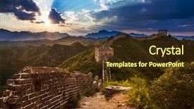  Presentation with china vs america - Slide deck enhanced with greatwall the landmark of china background and a tawny brown colored foreground