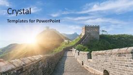  Presentation with china - Slide deck featuring greatwall the landmark of china background and a light blue colored foreground