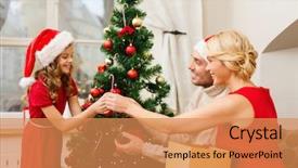  Presentation with family tree reunion - PPT theme consisting of gree - family christmas x-mas happiness background and a  colored foreground