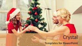  Presentation with family tree reunion - Audience pleasing PPT theme consisting of gree - family christmas x-mas happiness backdrop and a yellow colored foreground