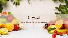  Presentation with fresh fruits vegetables heart - Theme enhanced with gree - frame with fresh organic vegetables background and a  colored foreground