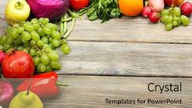  Presentation with frame of fruits and vegetables - Slide deck featuring gree - summer frame with fresh organic background and a  colored foreground