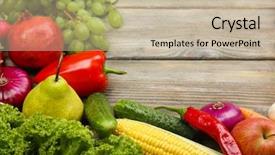  Presentation with frame of fruits and vegetables - Beautiful theme featuring gree - summer frame with fresh organic backdrop and a soft green colored foreground