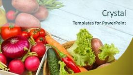  Presentation with fresh fruits vegetables - Slide deck consisting of gree - summer frame with fresh organic background and a  colored foreground