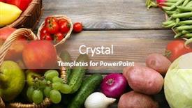  Presentation with fresh fruits vegetables - Theme with gree - summer frame with fresh organic background and a coral colored foreground