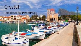  Presentation with greek islands - Presentation theme featuring greece - authentic beautiful greek islands -aegina background and a light blue colored foreground