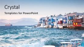  Presentation with greek islands - Slide deck enhanced with greece - luxury travel destiation - greek background and a light blue colored foreground