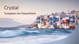  Presentation with greek islands - PPT theme with greece - luxury travel destiation - greek background and a lemonade colored foreground