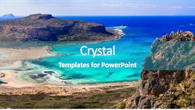  Presentation with crete island - Slide set with greece and best beach background and a teal colored foreground