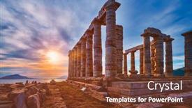  Presentation with ancient greek - Presentation design enhanced with greece-cape-sounio-ruins background and a tawny brown colored foreground