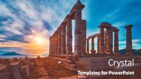  Presentation with ancient greek - PPT theme consisting of greece-cape-sounio-ruins background and a tawny brown colored foreground