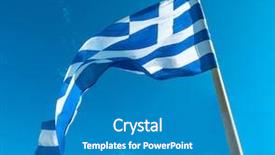  Presentation with flag - Theme enhanced with greece flag on flagpole waving background and a teal colored foreground