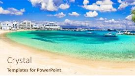  Presentation with cyclades - Presentation theme with greece-holidays-cyclades-paros-island background and a cream colored foreground