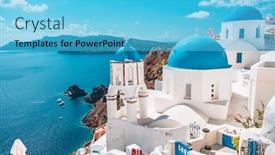  Presentation with santorini - Cool new presentation theme with greece-island-of-santorini-famous backdrop and a cyan colored foreground