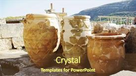  Presentation with crete island - Presentation having minotaur - greece knoss palace on island background and a tawny brown colored foreground