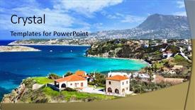  Presentation with crete island - Presentation theme with greece landscapes - crete island pictorial background and a light blue colored foreground