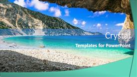  Presentation with greek islands - Theme with greece-most-beautiful-beaches background and a teal colored foreground