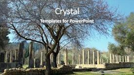  Presentation with olympic games ring - Slides having greece olympia ruins of olympia background and a ocean colored foreground