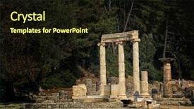  Presentation with olympic games ring - Audience pleasing theme consisting of greece olympia ruins of olympia backdrop and a wine colored foreground