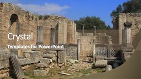  Presentation with olympic games ring - Colorful slides enhanced with greece olympia ruins of olympia backdrop and a coral colored foreground