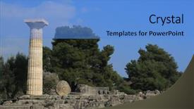  Presentation with olympic games ring - PPT theme featuring greece olympia ruins of olympia background and a  colored foreground