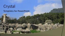  Presentation with olympic games ring - Amazing PPT layouts having greece olympia ruins of olympia backdrop and a light blue colored foreground