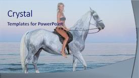  Presentation with horse riding - Amazing PPT theme having greece riding a white horse backdrop and a sky blue colored foreground
