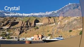  Presentation with luxury yacht - Beautiful slide deck featuring greece santorini island coast with luxury yacht backdrop and a teal colored foreground