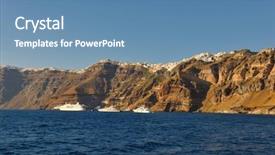  Presentation with luxury yacht - Slide deck having greece santorini island coast with luxury yacht background and a teal colored foreground