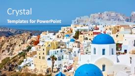  Presentation with santorini - Amazing slide set having greece-santorini-island-scenic-view backdrop and a light blue colored foreground