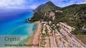  Presentation with scenic - PPT theme with greece-summer-holidays-best-scenic background and a coral colored foreground