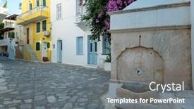  Presentation with island - Presentation theme consisting of greece-tinos-island-chora-town background and a gray colored foreground