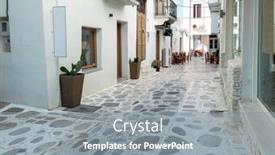  Presentation with cyclades - Slide deck having greece-tinos-island-chora-town background and a  colored foreground