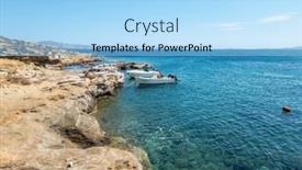  Presentation with greece blue - Slide set consisting of greece-tinos-island-cyclades-moored background and a light blue colored foreground