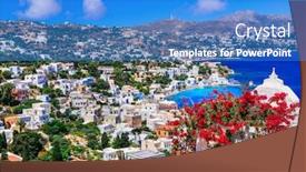  Presentation with holidays - Beautiful slide set featuring greece-travel-and-summer-holidays backdrop and a teal colored foreground