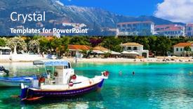 Presentation with travel - Theme featuring greece-travel-beautiful-places background and a teal colored foreground