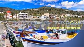  Presentation with crete island - Beautiful theme featuring greece-travel-beautiful-places backdrop and a coral colored foreground