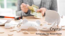  Presentation with greed - Colorful presentation enhanced with greed - broken piggy bank with coins backdrop and a lemonade colored foreground