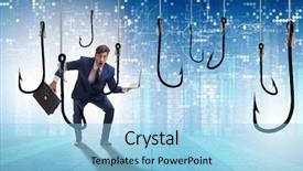  Presentation with greed - Audience pleasing theme consisting of greed - businessman being tempted to bite backdrop and a light blue colored foreground