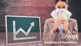  Presentation with green red bank - PPT theme enhanced with greedy businesswoman holding bank note background and a  colored foreground