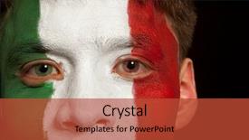  Presentation with football stadium - Audience pleasing PPT theme consisting of greeen - italian fans at the stadium backdrop and a  colored foreground